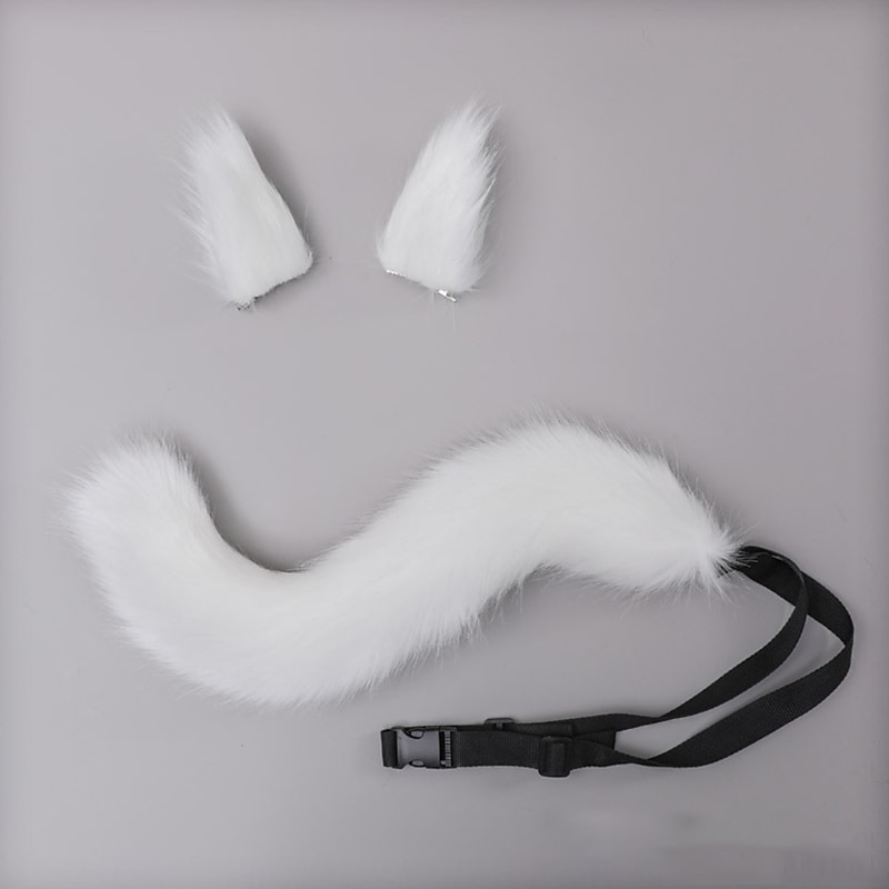 Ensemble de cosplay anime pour filles loups kawaii oreilles de renard pinces à cheveux coiffure queue en peluche pour fête de carnaval de 2026 ? $18.99 –P7