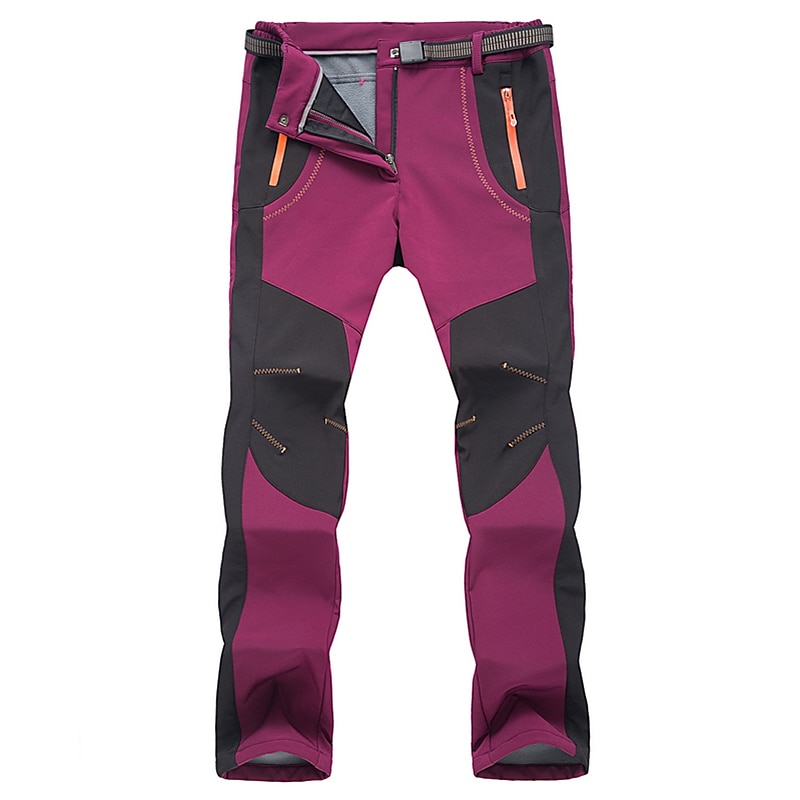 pantalones forrados de vellón para mujer pantalones impermeables para caminar pantalones pantalones softshell patchwork invierno al aire libre a prueba de viento cálidos y transpirables fondos ligeros verde militar naranja caza pesca acampar esquiar 2025 - $35.99 –P13
