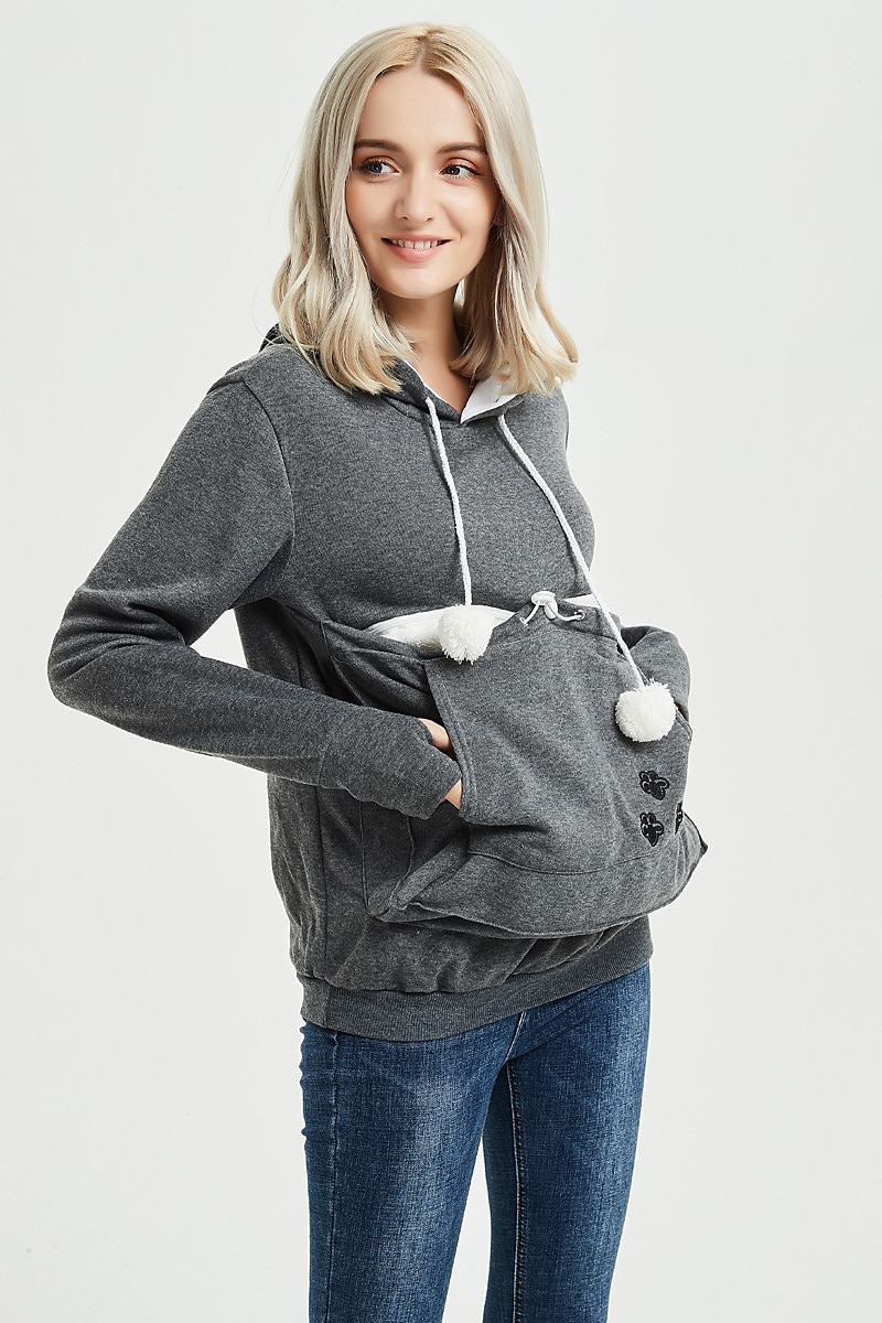 felpe con cappuccio da donna a marsupio grande, pullover con orecchie da gatto carino, felpa con cappuccio per cani e gatti da compagnia blu scuro del 2025 a $18.99 –P10