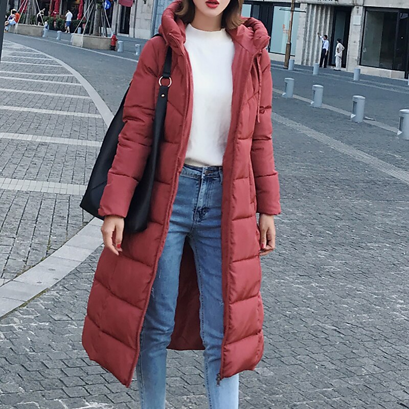 Women's Puffer Jacket Parka Outdoor Street Daily Winter Fall Long Coat Regular Fit Warm Breathable Jacket Long Sleeve Solid Color Green Black Dark Green / Going out 2023 - US $36.99 –P8