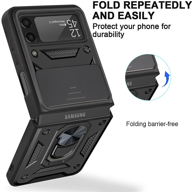Phone Case For Samsung Galaxy Z Flip 7 Z Flip 5 Z Flip 4 Z Flip 3 Heavy Duty Ring Holder Dustproof Shockproof Solid Colored TPU 2025 - $18.99 –P2