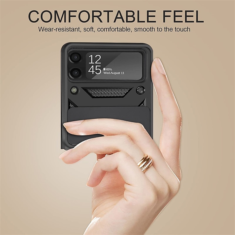 Phone Case For Samsung Galaxy Z Flip 7 Z Flip 5 Z Flip 4 Z Flip 3 Heavy Duty Ring Holder Dustproof Shockproof Solid Colored TPU 2025 - $18.99 –P8