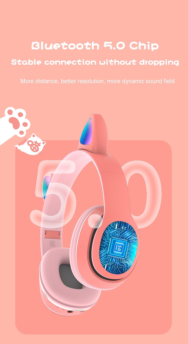 L400 LED Flash Cute Cat Ears Headphone With Microphone Bluetooth Earphone Over-Ear Wireless Music Gaming Player Over-Ear Wireless Headset 2025 - $24.99 –P4