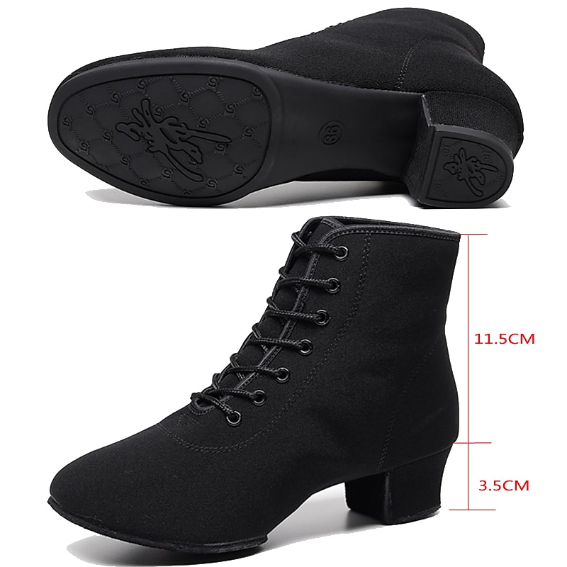 Mulheres Botas de Dança Espetáculo Festa Ensaio / Prática Botas de Calcanhar Ao ar livre Parte inferior inteira Cadarço Salto Grosso Ponta Redonda Adulto Preto de 2025 por $42.99 –P4
