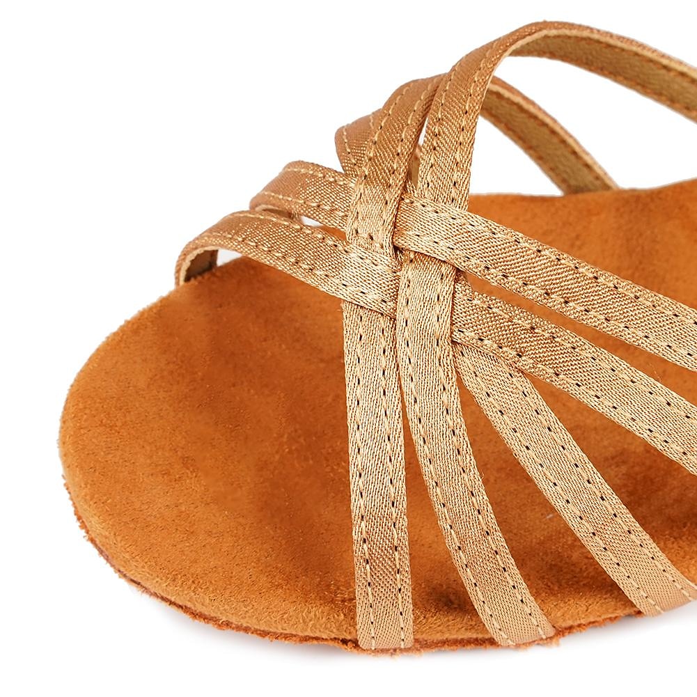 pantofi de dans latino din satin pentru fete cu toc jos și design cu curele încrucișate - perfecti pentru dansul de sală și salsa 2025 - $29.99 –P3