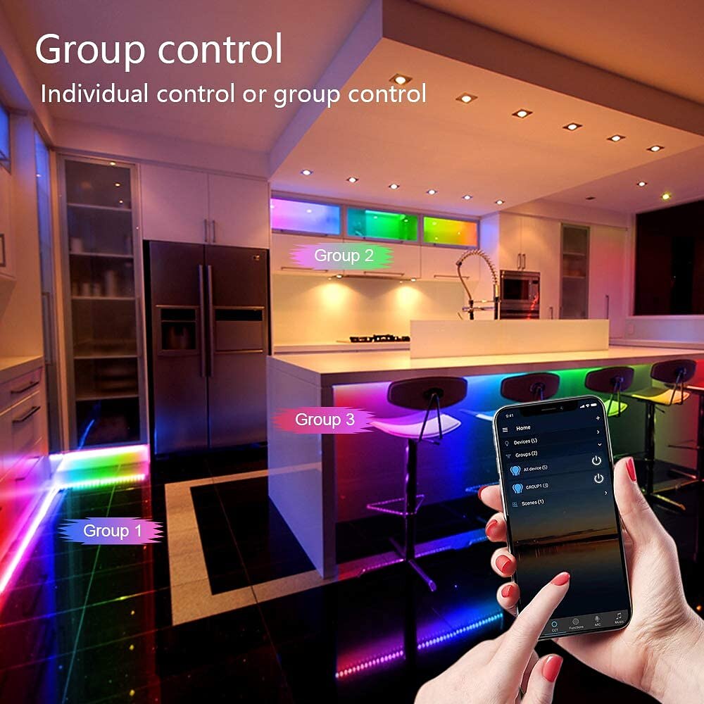 Addressable Dream color RGBIC WiFi Bluetooth LED Light Strip 5~10m 16.4~32.8ft Waterproof 5050SMD Work with Alexa Google Assistant 2025 - $64.99 –P18
