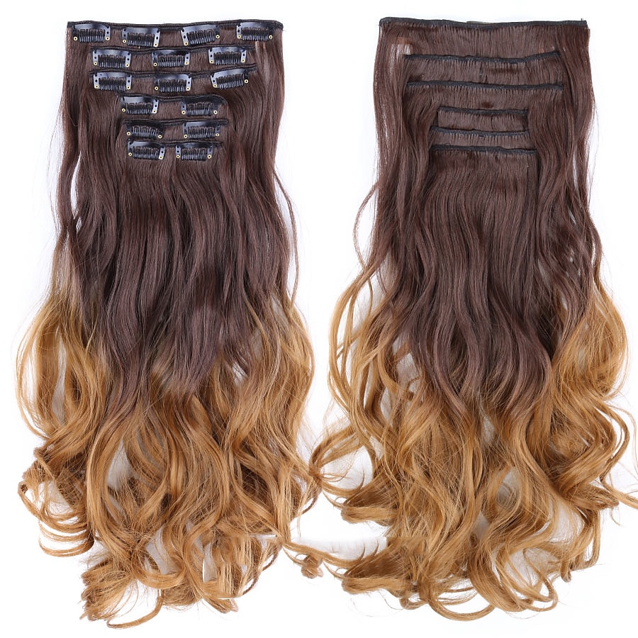 Synthetic Hair Curly Clip In Wig Extension 16 Clips In Hair Extension Hair Pieces Fake Hair Extension Synthetic 49 Colors 2025 - $16.99 –P13