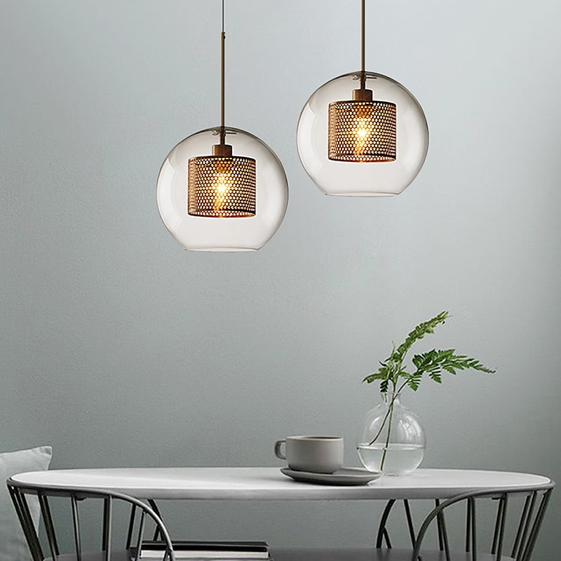 1 lumière 20 cm led suspension design unique verre lanterne galvanoplastie rétro style industriel salle à manger salon lumière 110-120/220-240v de 2025 ? $174.99 –P4