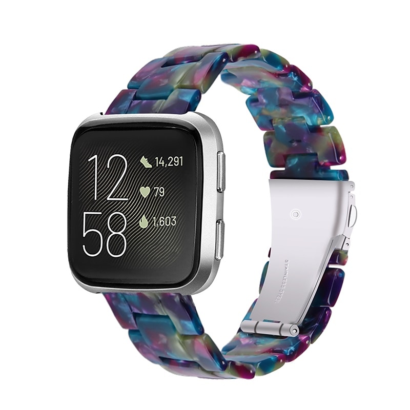 צפו בנד ל פיטביט Versa 2 / Versa Lite / Versa SE / Versa שרף תַחֲלִיף רצועה נשים סוגר מתכת אבזם נירוסטה צמיד חוליות צמיד 2025 - $25.99 –P4