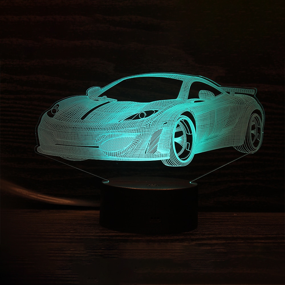 auto da corsa 3d led illusione lampada luce notturna 7 colori dimmerabile usb powered touch control per bambini auto creative regali per ragazzi del 2025 a $30.99 –P8