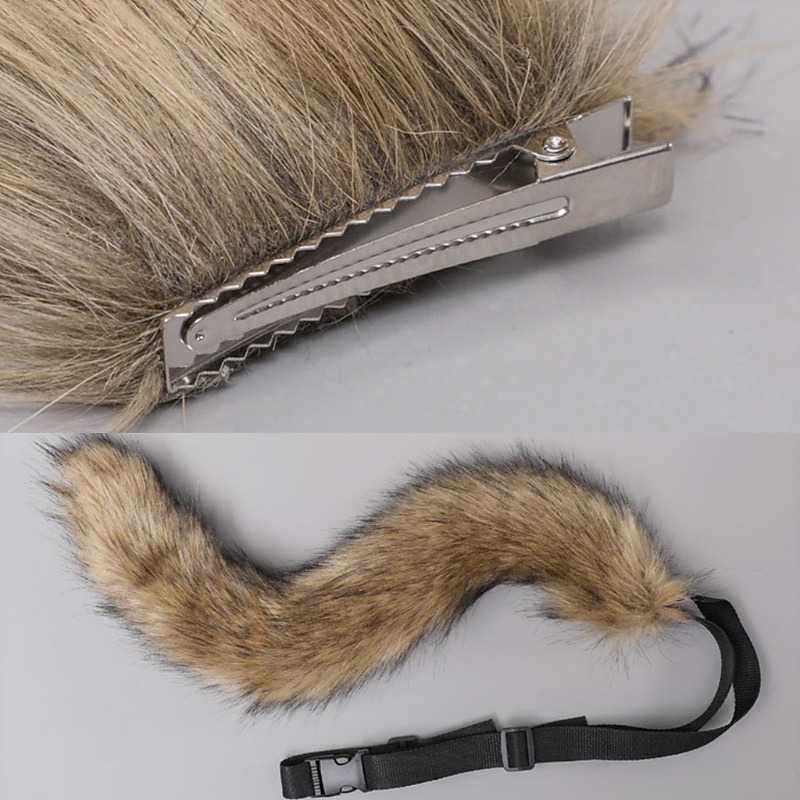 Ensemble de cosplay anime pour filles loups kawaii oreilles de renard pinces à cheveux coiffure queue en peluche pour fête de carnaval de 2026 ? $18.99 –P10