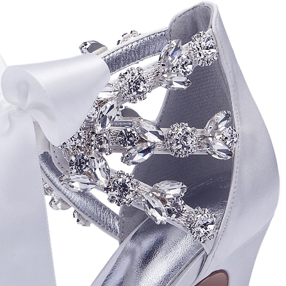 Women's Royal Blue Satin High Heel Sandals – Rhinestone Embellished with Bow Tie Design for Weddings or Formal Events 2026 - $89.99 –P3
