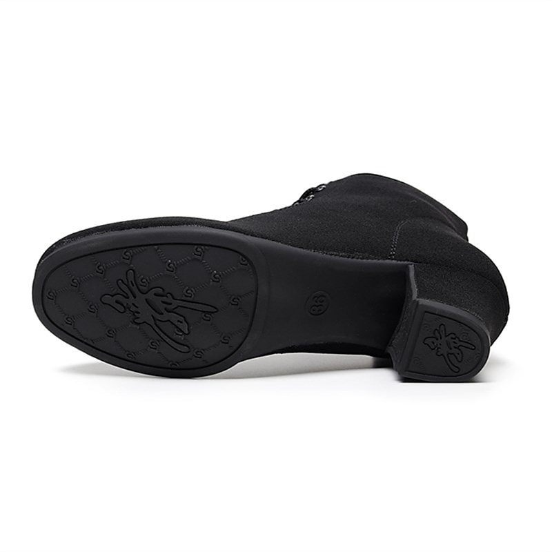 Mulheres Botas de Dança Espetáculo Festa Ensaio / Prática Botas de Calcanhar Ao ar livre Parte inferior inteira Cadarço Salto Grosso Ponta Redonda Adulto Preto de 2025 por $42.99 –P5