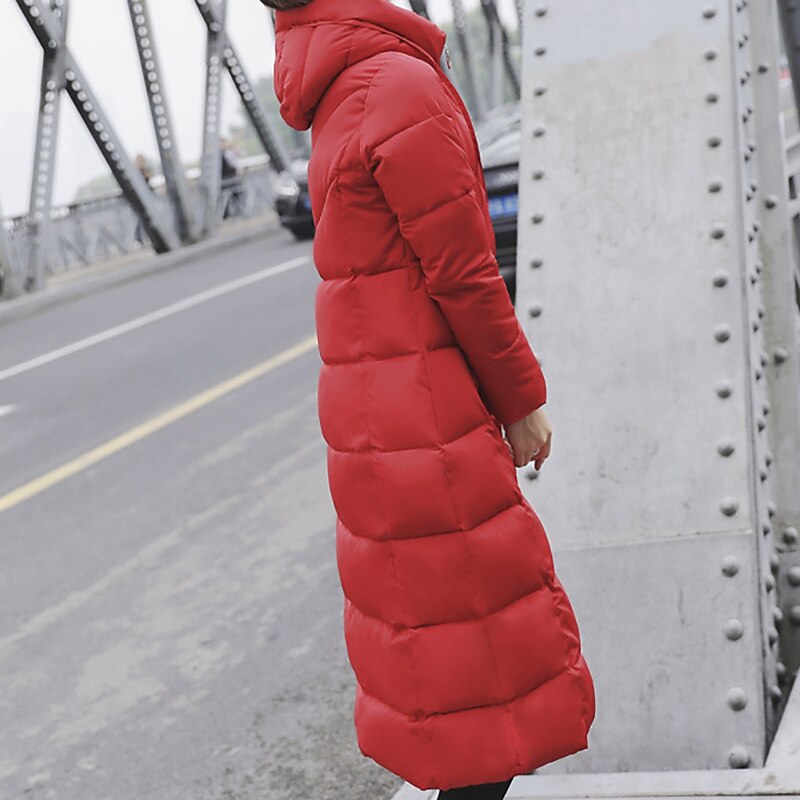 Women's Puffer Jacket Parka Outdoor Street Daily Winter Fall Long Coat Regular Fit Warm Breathable Jacket Long Sleeve Solid Color Green Black Dark Green / Going out 2023 - US $36.99 –P3