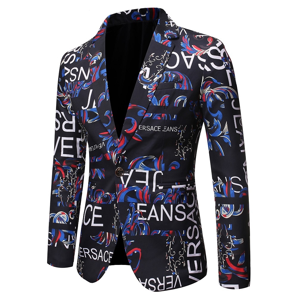 Per uomo Giacca Feste Asciugatura rapida Classico Alla moda Autunno Inverno Alfabetico Elegante Informale Colletto piatto Sottile Standard Taglia piccola Nero Bianco Rosso Blu Giacca del 2025 a $54.99 –P2