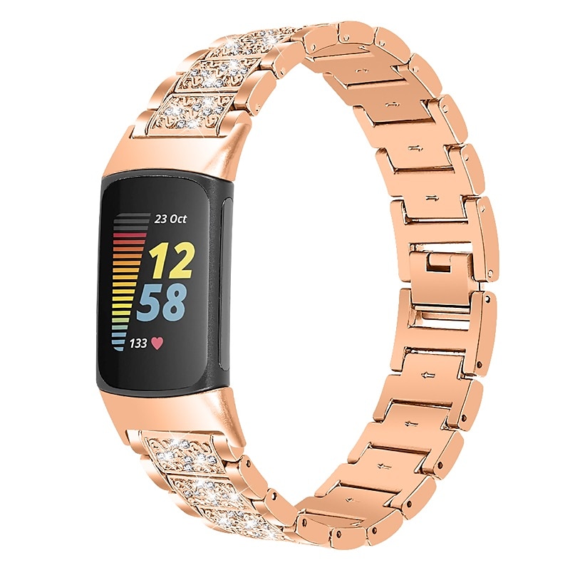 Pulseiras de Relógio para Fitbit Charge 5 Aço Inoxidável Substituição Alça Bling Diamond Pulseira de joias Pulseira de 2025 por $22.99 –P9