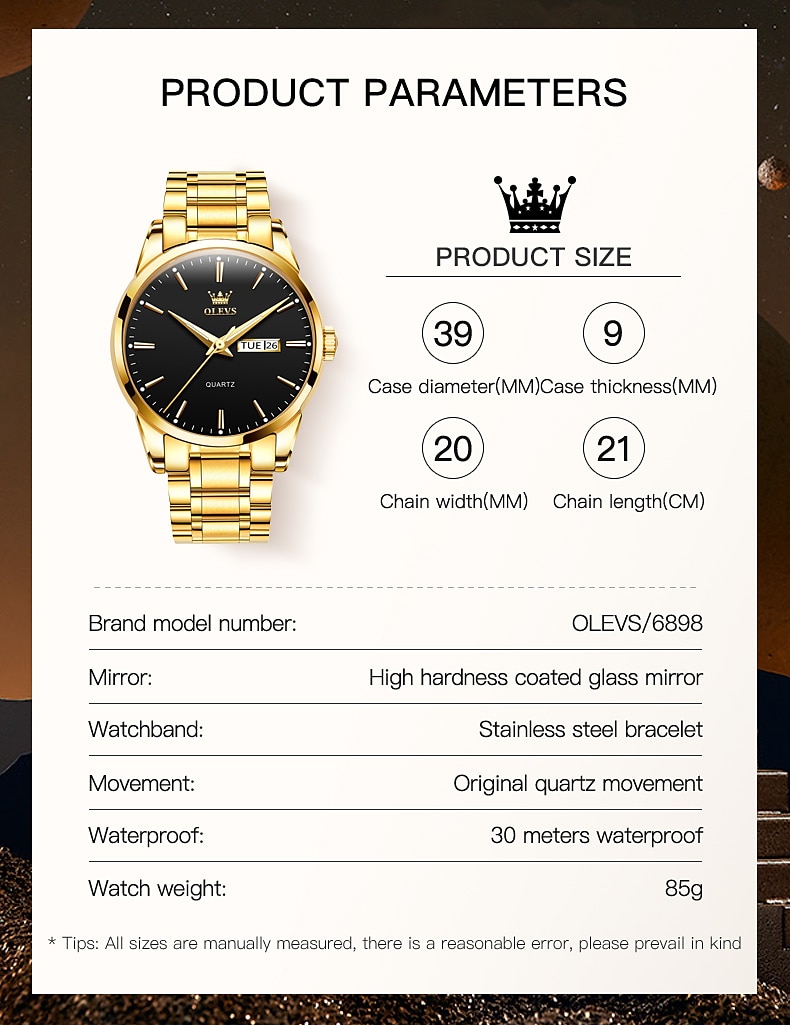 OLEVS Men Quartz Watch Calendar Minimalist Luxury Large Dial Luminous Calendar Date Week Waterproof Stainless Steel Strap Watch 2026 - $37.99 –P12
