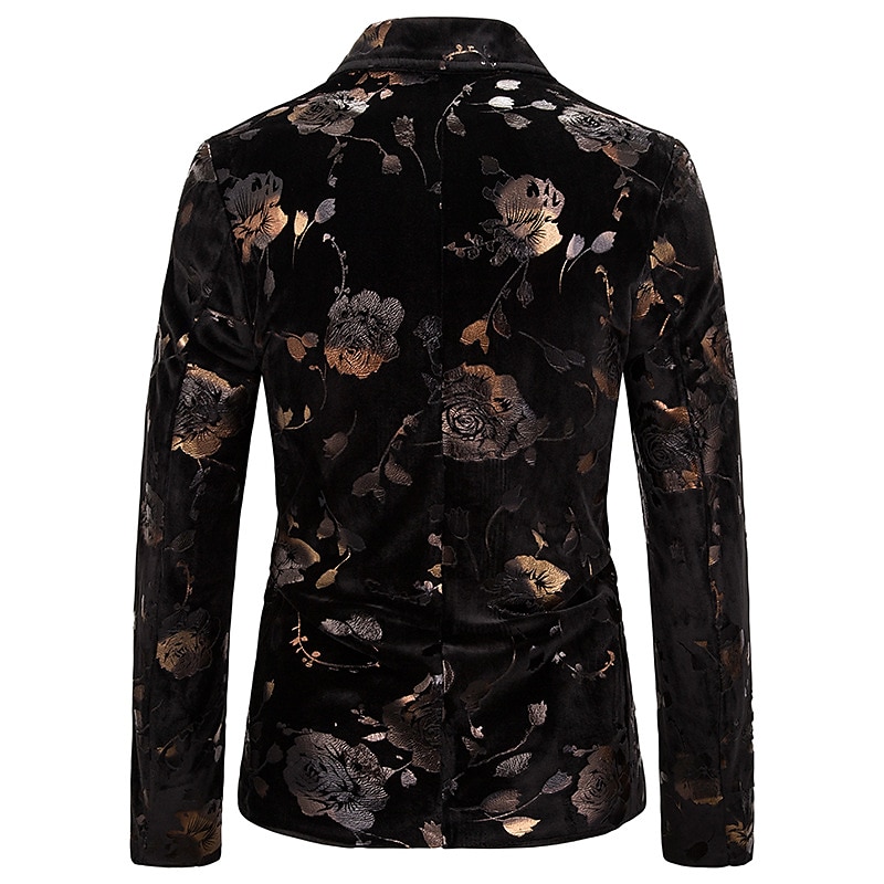 Herr Jacka Kavaj Fest Gata Håller värmen Andningsfunktion Ficka Höst Vinter Blommig Streetwear Elegant Spetsslag Normal Normal Svart Jacka 2025 - $57.99 –P2