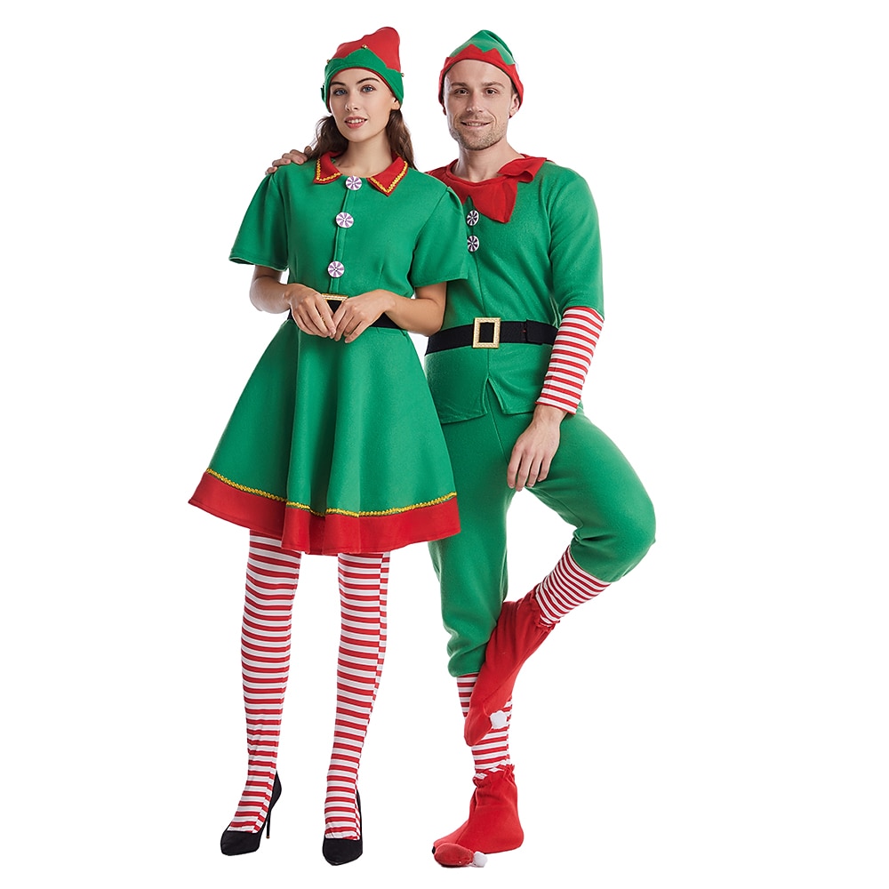 jultomten Alf Klänningar Kläder Semester klänning Alvdräkt Herr Pojkar Jul Karnival Maskerad Maskerad Cosplay kostym Jul Vuxna Fest Jul Semester Topp Byxor Skärp Strumpor Hatt 2025 - $53.99 –P9