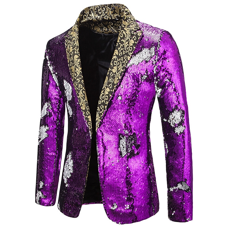 Herren Jacke Blazer Sakko Party Strasse warm Atmungsaktiv Pailletten Tasche Herbst Winter Feste Farbe Strassenmode Brautkleider schlicht Steigendes Revers Standard Regular Fit Schwarz Rote Blau 2025 - $58.99 –P15