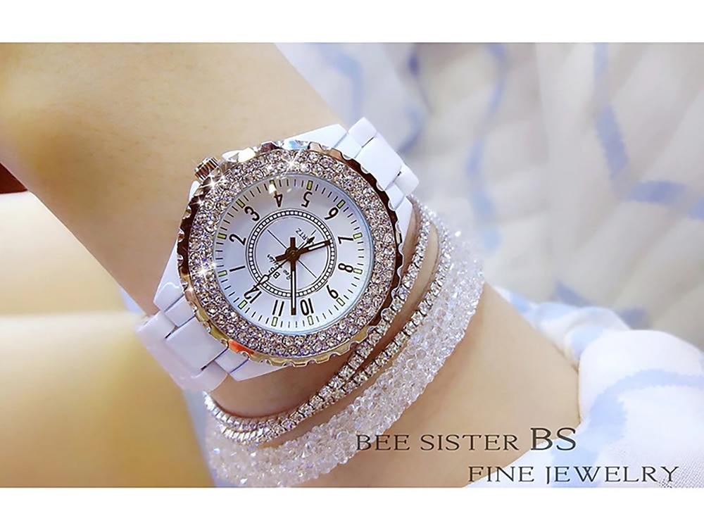 Gift for Women Quartz Watch Luxury Elegant Diamond Rhinestones Analog Quartz Wristwatch with Bracelet Set Waterproof Stainless Steel Ceramic Ladies Quartz Watch 2026 - $29.99 –P3