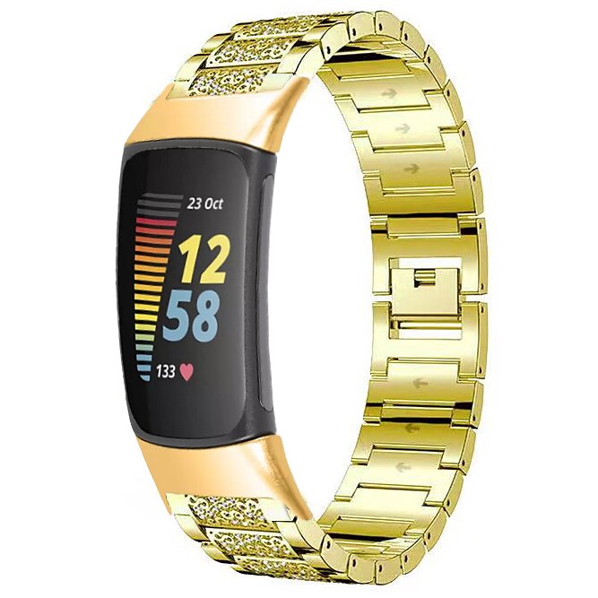 Pulseiras de Relógio para Fitbit Charge 5 Aço Inoxidável Substituição Alça Bling Diamond Pulseira de joias Pulseira de 2025 por $22.99 –P7