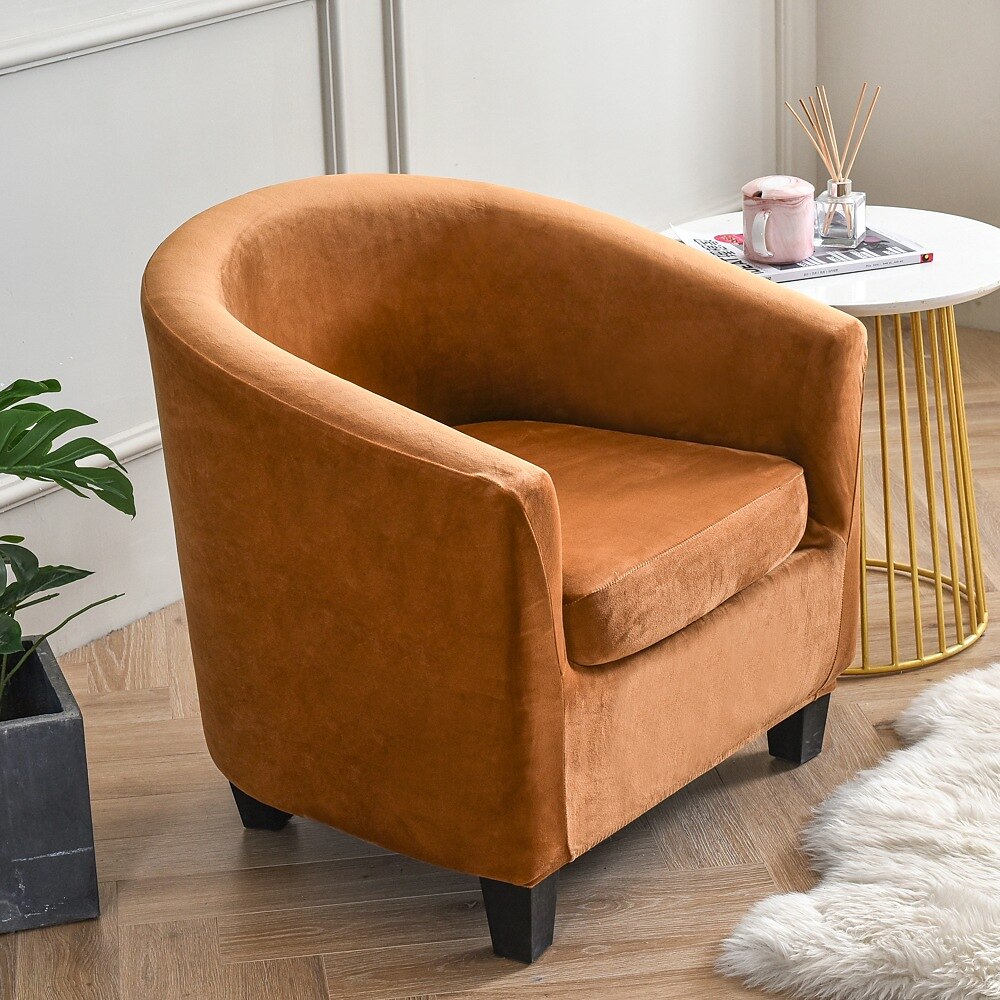Velvet Club Chair Barrel Chair Slipcover Tub Chair Cover Couc Furniture Protector with Seat Cushion Cover Elastic Bottom Soft for Hotel Bar Counter Living Room 2025 - $36.99 –P6