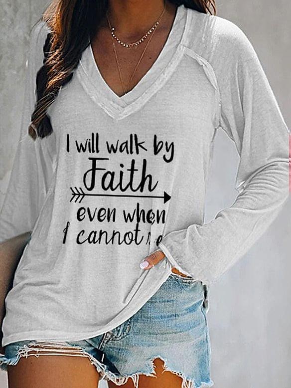 Dames T-shirt Tekst Basic Lange mouw V-hals Normale tops Valentijnsdag Dagelijks Weekend Afdrukken Wit Blozend Roze blauw Groen Grijs Herfst winter 2025 - $21.99 –P5