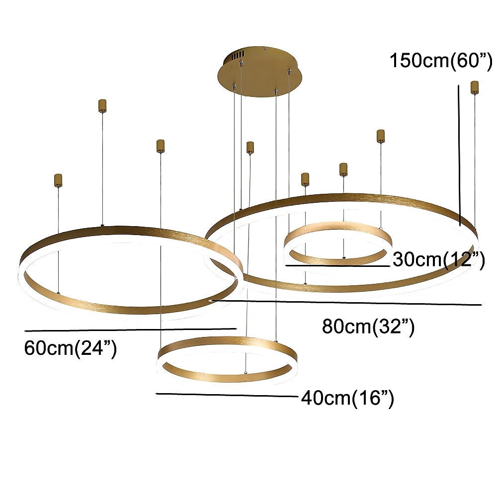 4φωτα led 110w κυκλικός πολυέλαιος led μοντέρνα κρεμαστά φώτα χρυσό καφέ για σαλόνι μπαρ δωμάτιο γραφείο 4 στρώσεις dimmable με τηλεχειριστήριο ρυθμιζόμενο μόνο με τηλεχειριστήριο 2025 - $567.49 –P1