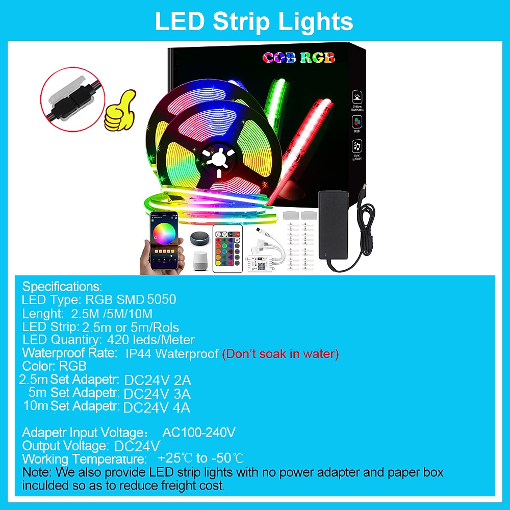 32.8ft 10m COB WiFi LED Smart Strip Lights Christmas Decor Music Sync RGB Color Changing with Work with Alexa Google for Bedroom Home TV Back Light DIY Décor 2025 - $84.99 –P1