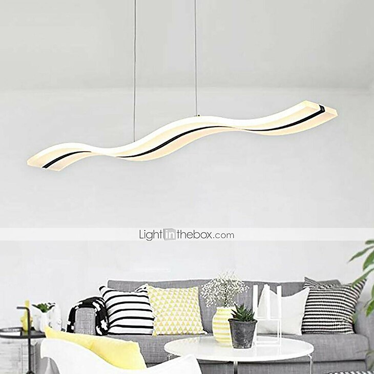 lampada a sospensione a led 97cm 36w forma d'onda acrilico moderna semplice lampada a sospensione con telecomando per sala studio ufficio sala da pranzo apparecchio di illuminazione del 2025 a $297.99 –P17