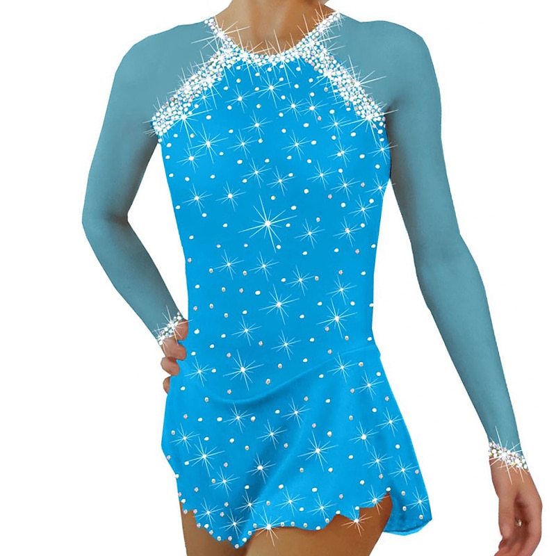 Vestito da pattinaggio artistico Per donna Da ragazza Pattinaggio sul ghiaccio Vestiti Completi Nero Bianco Giallo Retato Elastene Elevata elasticità Addestramento Da allenamento Competizione Vestiti del 2026 a $145.99 –P5