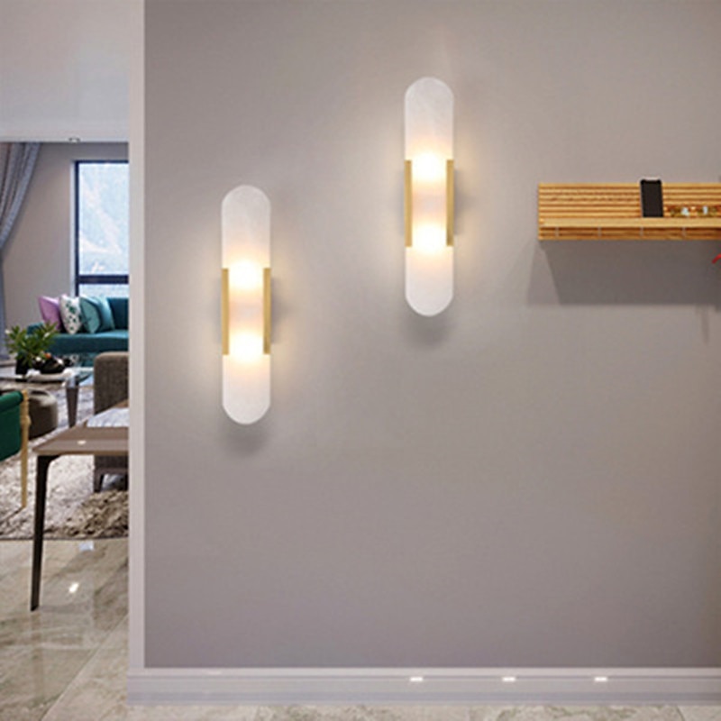 applique da parete led moderno creativo marmo soggiorno personalità camera da letto comodino hotel villa studio corridoio lampada da parete a led del 2025 a $282.09 –P5