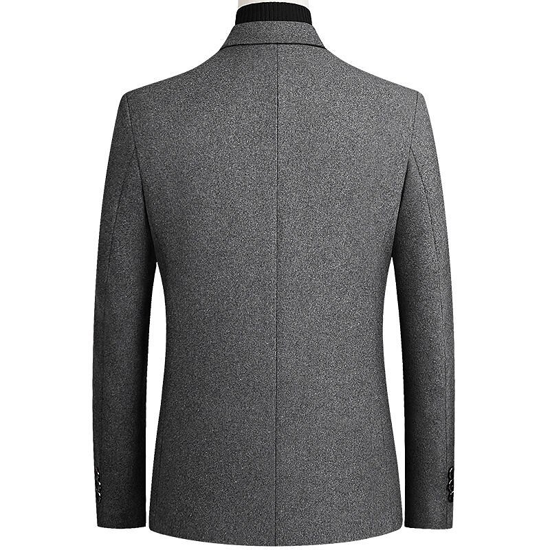 Herren Wollmantel Blazer Sakko Hochzeit B¨¹ro Büro / Geschäftlich Modisch Klassicher Stil Herbst Wolle Feste Farbe warm Warm Einreihiger Verschluss Blazer Schwarz Wein Marineblau Grau 2025 - $62.99 –P2