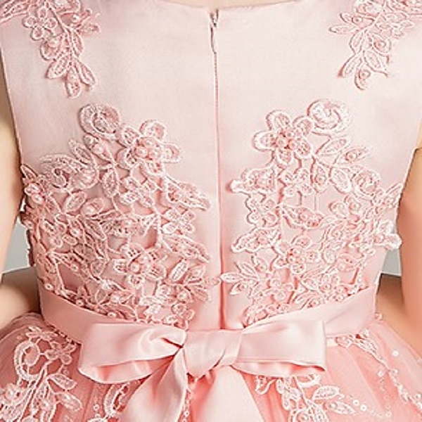 kinderkleidung Mädchen Blumenmädchen Kleid Kleid Blumen Langarm Hochzeit Party Gitter Kuschelig Polyester Maxi Tüll-Kleid Blumenmädchenkleid Weiß Rosa Gold 2025 - $47.99 –P2