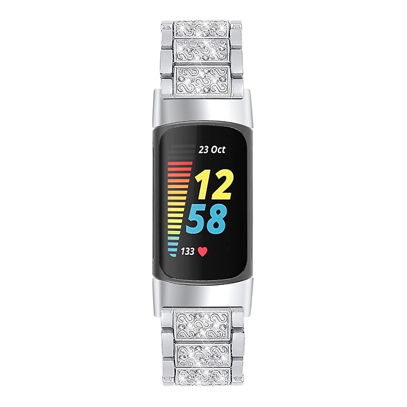 Pulseiras de Relógio para Fitbit Charge 5 Aço Inoxidável Substituição Alça Bling Diamond Pulseira de joias Pulseira de 2025 por $22.99 –P4