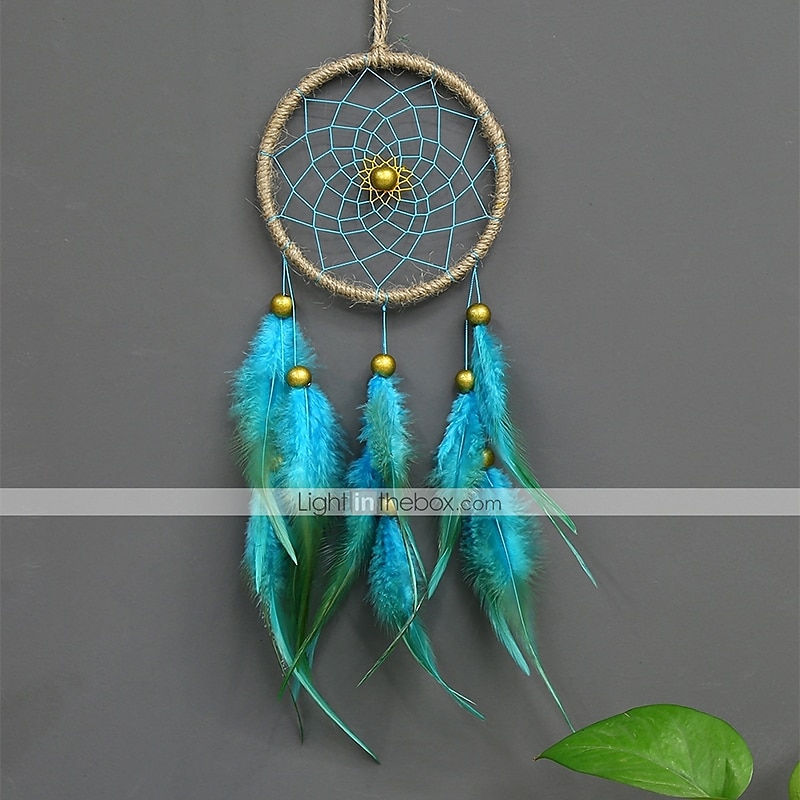lapač snů ručně vyrobený dárek modré pírko závěsné korálky závěsné dekorativní umění boho styl 11*40cm 2025 - $7.49 –P4