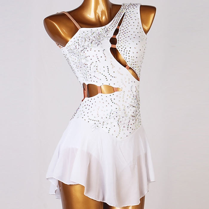 Vestito da pattinaggio artistico Per donna Da ragazza Pattinaggio sul ghiaccio Vestiti Completi Bianco Blu marino scuro Rosso Floreale Scollatura posteriore Retato Elastene Elevata elasticità del 2026 a $118.99 –P16