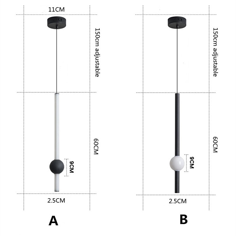 1-lys 60 cm led pendel lys nordisk nattbord lys moderne enkel stue bakgrunn vegg bar lang linje lysekrone soverom enkelt hode verktøy små pendel lys 2025 - $160.99 –P1