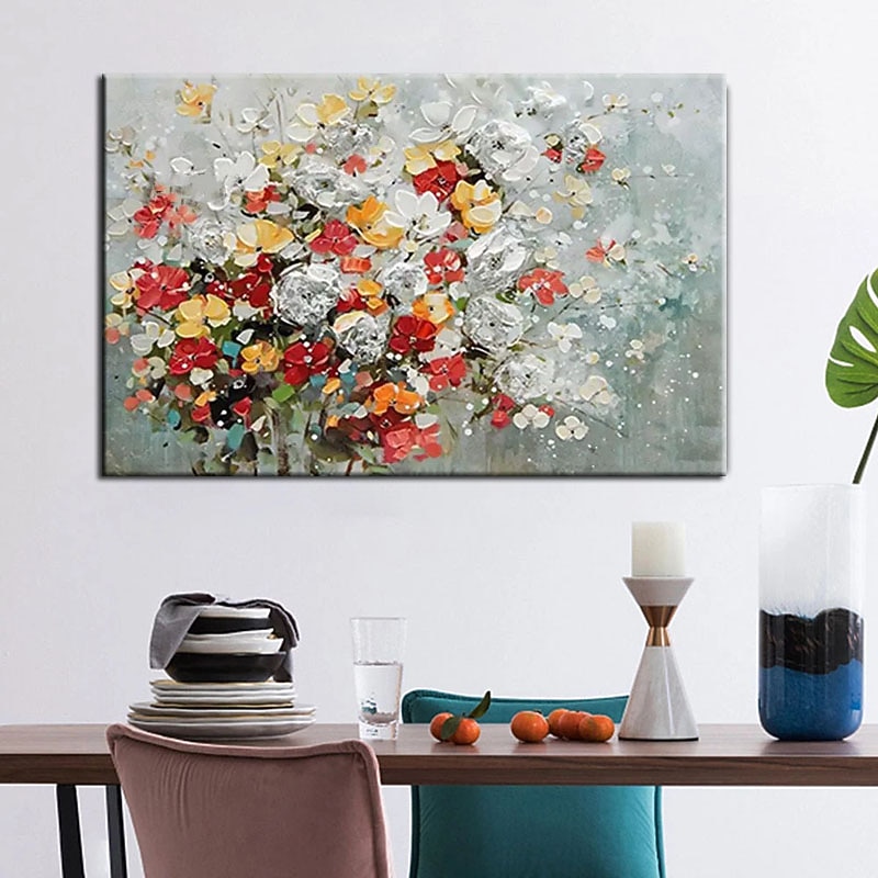 pictură în ulei realizată manual pictată manual artă de perete mari dimensiuni abstracte flori simple decor decor pânză rulată fără cadru neîntins 2025 - $147.99 –P3