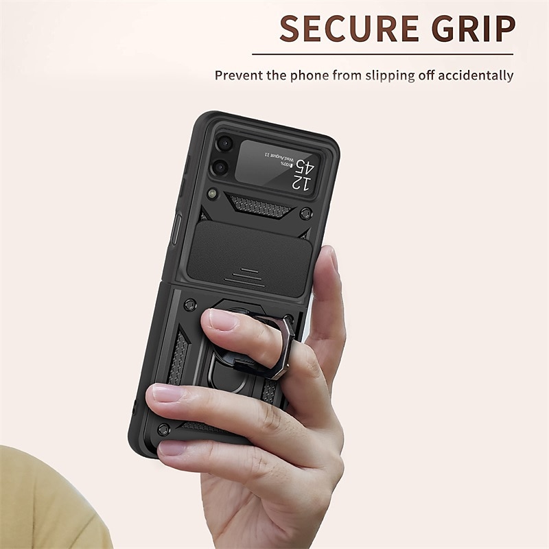 Phone Case For Samsung Galaxy Z Flip 7 Z Flip 5 Z Flip 4 Z Flip 3 Heavy Duty Ring Holder Dustproof Shockproof Solid Colored TPU 2025 - $18.99 –P9