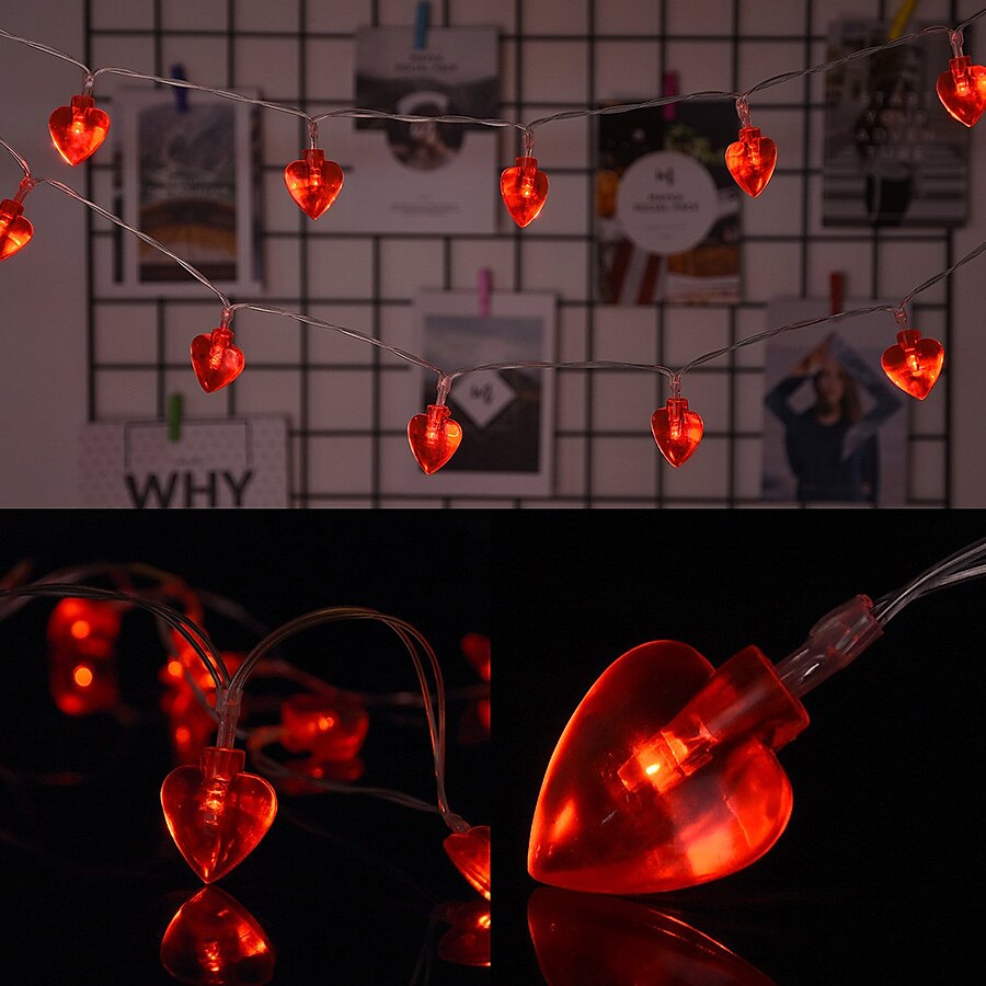 elegáns esküvői fogadás buli szív szerelmes lámpák 10/20/40 leds szív alakú fényfüzér bulihoz esküvői születésnapi otthoni elemmel működik 2025 - $7.99 –P4