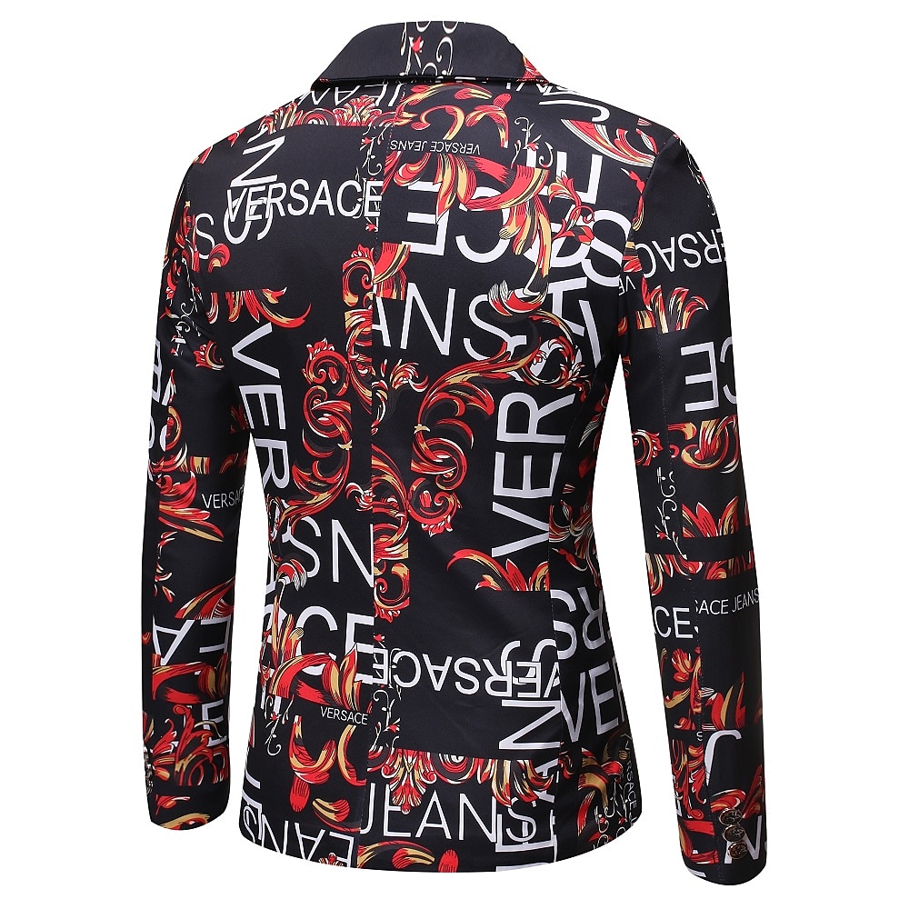 Per uomo Giacca Feste Asciugatura rapida Classico Alla moda Autunno Inverno Alfabetico Elegante Informale Colletto piatto Sottile Standard Taglia piccola Nero Bianco Rosso Blu Giacca del 2025 a $54.99 –P5