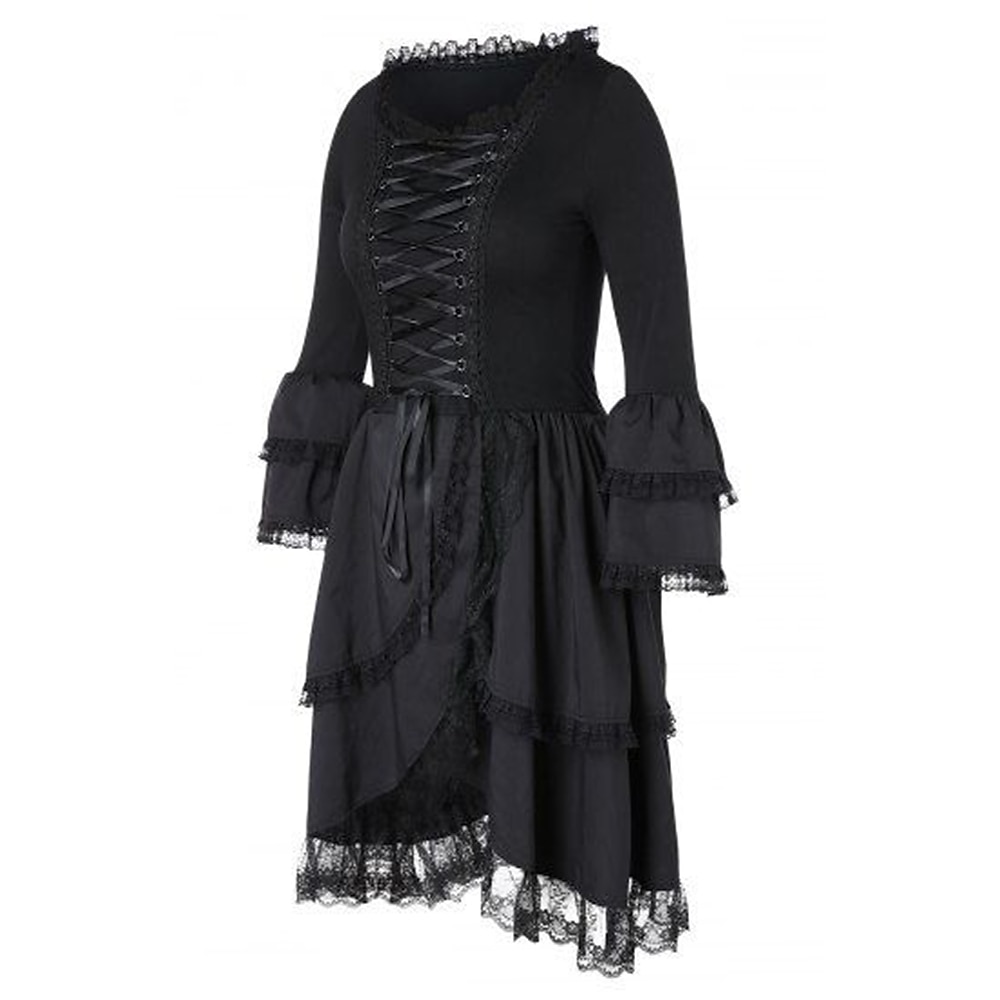 Gotische Lolita Cocktailkleid Vintage-Kleid Kurz Mini Kleid Steampunk Übergrössen Spitze Einfarbig A-Linie Kostüm Damen Fantasie Steampunk Karneval Maskerade Leistung Date Festival Teenager Erwachsene 2026 - $48.99 –P6