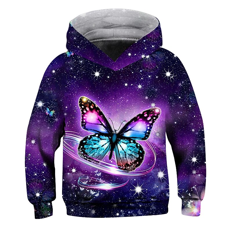 Da ragazza 3D Animali Farfalla Felpa con cappuccio Manica lunga Stampa 3D Autunno Inverno Attivo Sportivo Di tendenza Bambino 3-12 anni Esterno Giornaliero Al coperto Standard del 2025 a $18.99 -P3