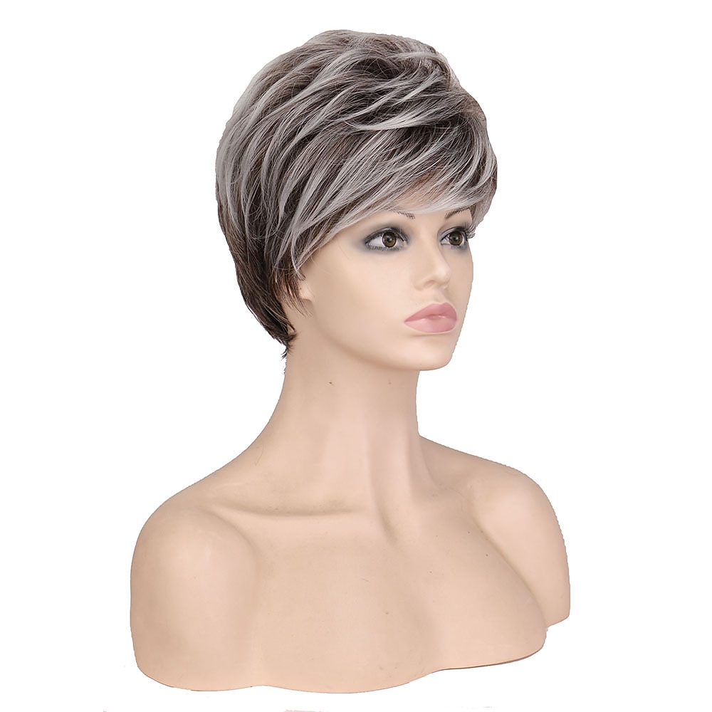bruine pruiken voor vrouwen synthetische pruik blond krullend bouncy curl pixie cut pruik korte lichtblonde synthetisch haar vrouwen pruik 2025 - $19.99 –P5