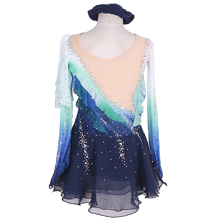 Rochie de Patinaj Artistic Pentru femei Fete Πατινάζ στο πάγο Rochii Albstru+Verde Negru Peteci Strălucire Plasă Spandex Înaltă Elasticitate Antrenament Competiție Ținută Patinaj Confecționat Manual 2025 - $148.99 –P5