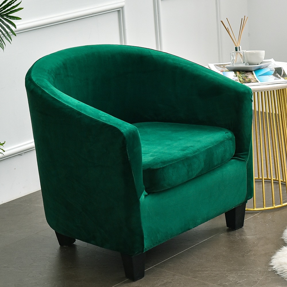 Velvet Club Chair Barrel Chair Slipcover Tub Chair Cover with Seat Cushion Cover Non Slip Furniture Protector Couch Cover with Elastic Bottom for Hotel Bar,Sage Green 2025 - $36.99 –P5