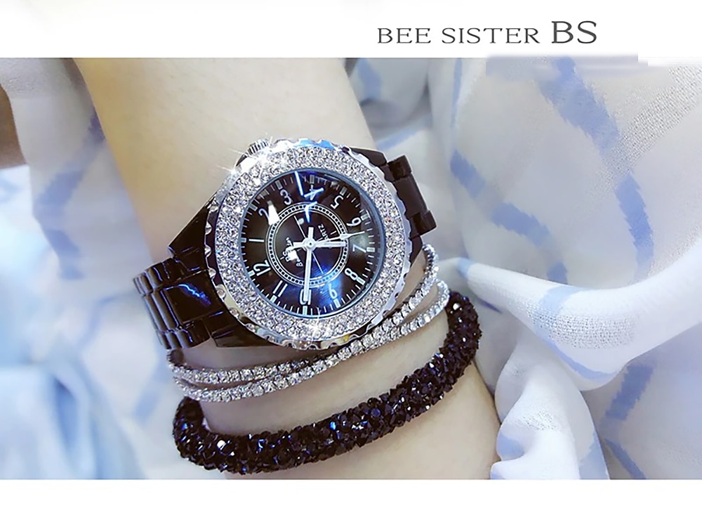Gift for Women Quartz Watch Luxury Elegant Diamond Rhinestones Analog Quartz Wristwatch with Bracelet Set Waterproof Stainless Steel Ceramic Ladies Quartz Watch 2026 - $29.99 –P11
