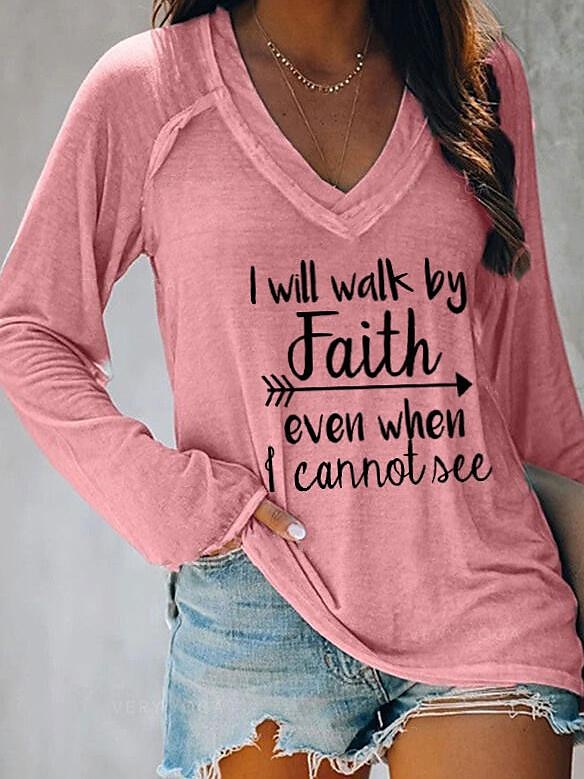 Dames T-shirt Tekst Basic Lange mouw V-hals Normale tops Valentijnsdag Dagelijks Weekend Afdrukken Wit Blozend Roze blauw Groen Grijs Herfst winter 2025 - $21.99 –P6